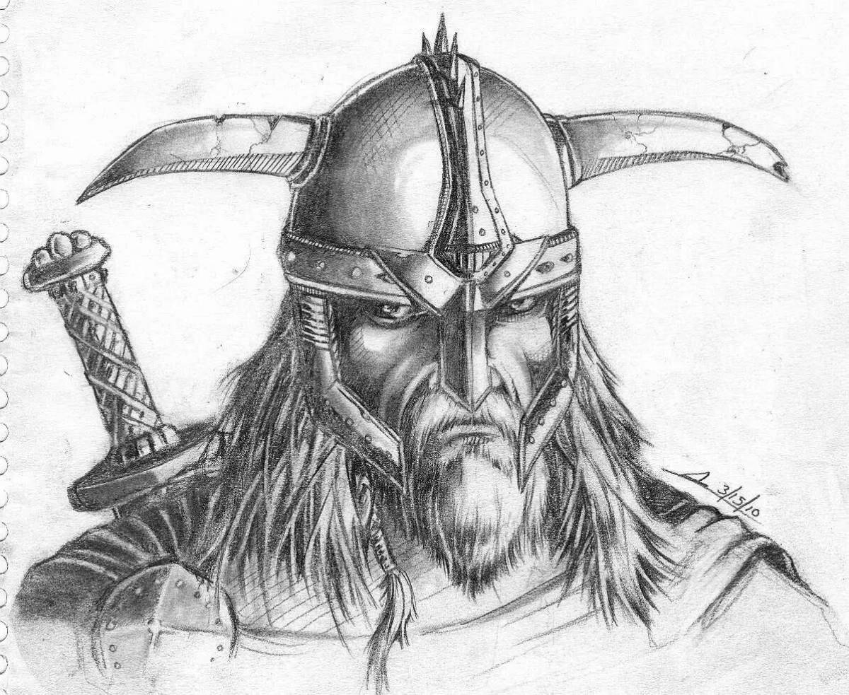 Раскраска яркие лица викингов