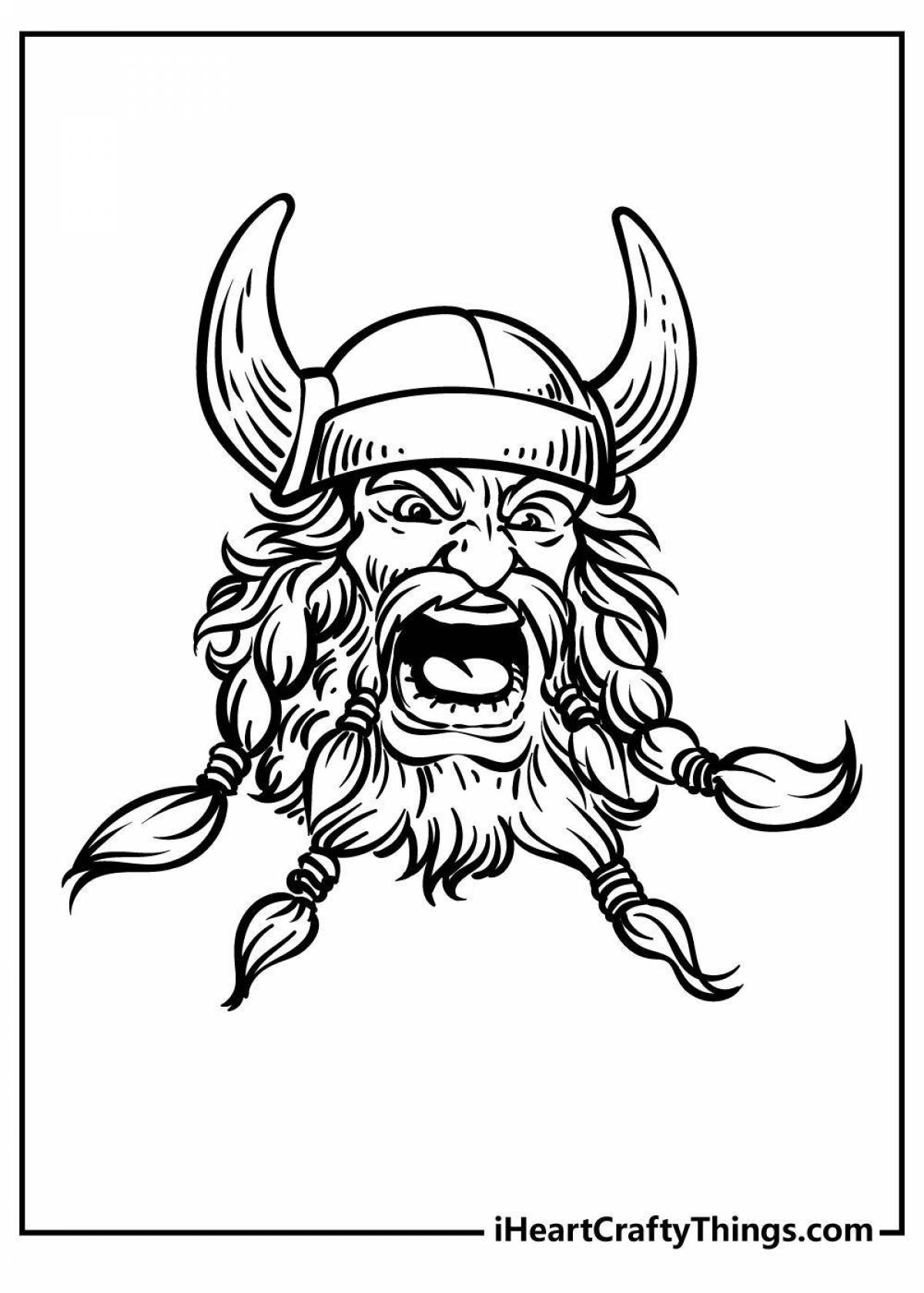 Haughty Viking face coloring book