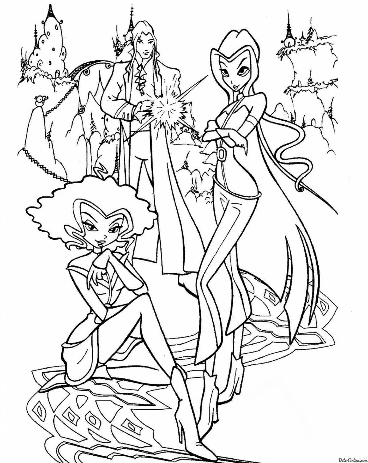 Joyful winx trix coloring page