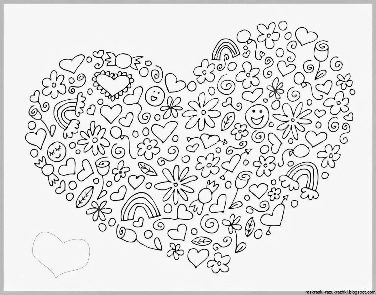Colorful compound heart coloring page