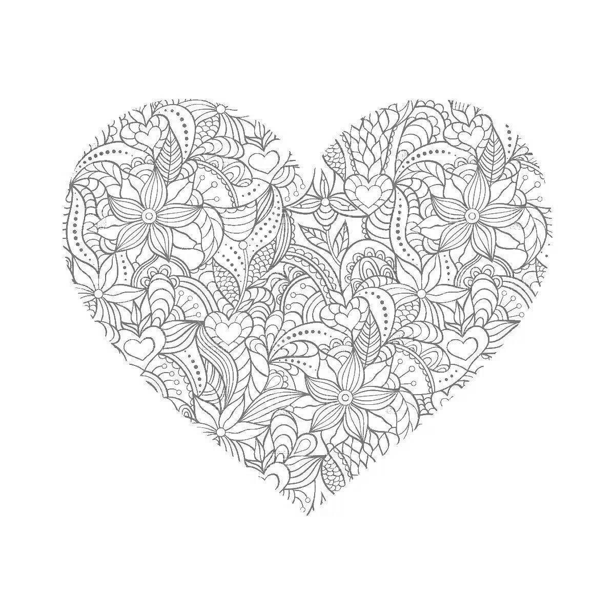 Intricate intricate heart coloring page