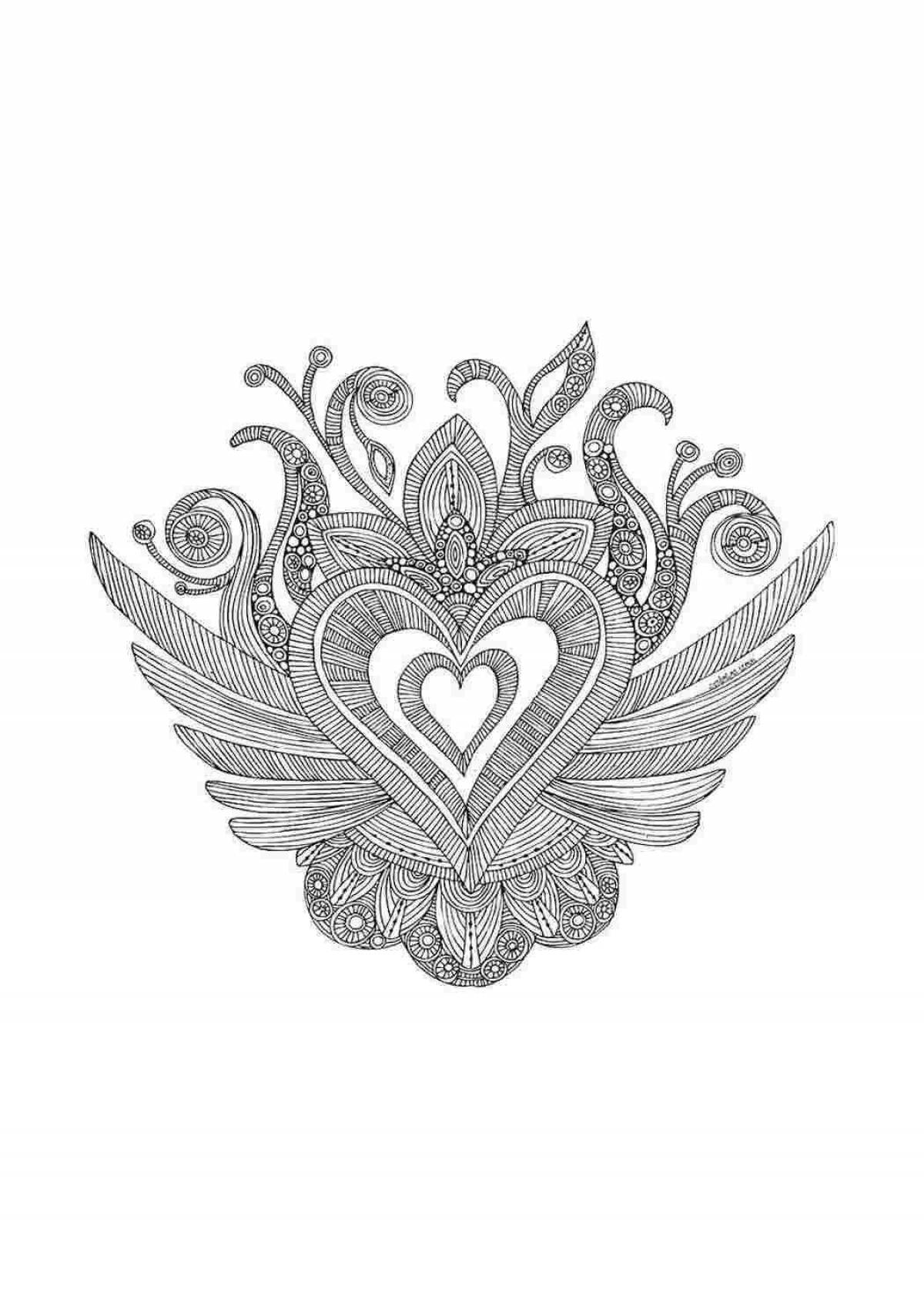 Ornate Compound Heart Coloring Page