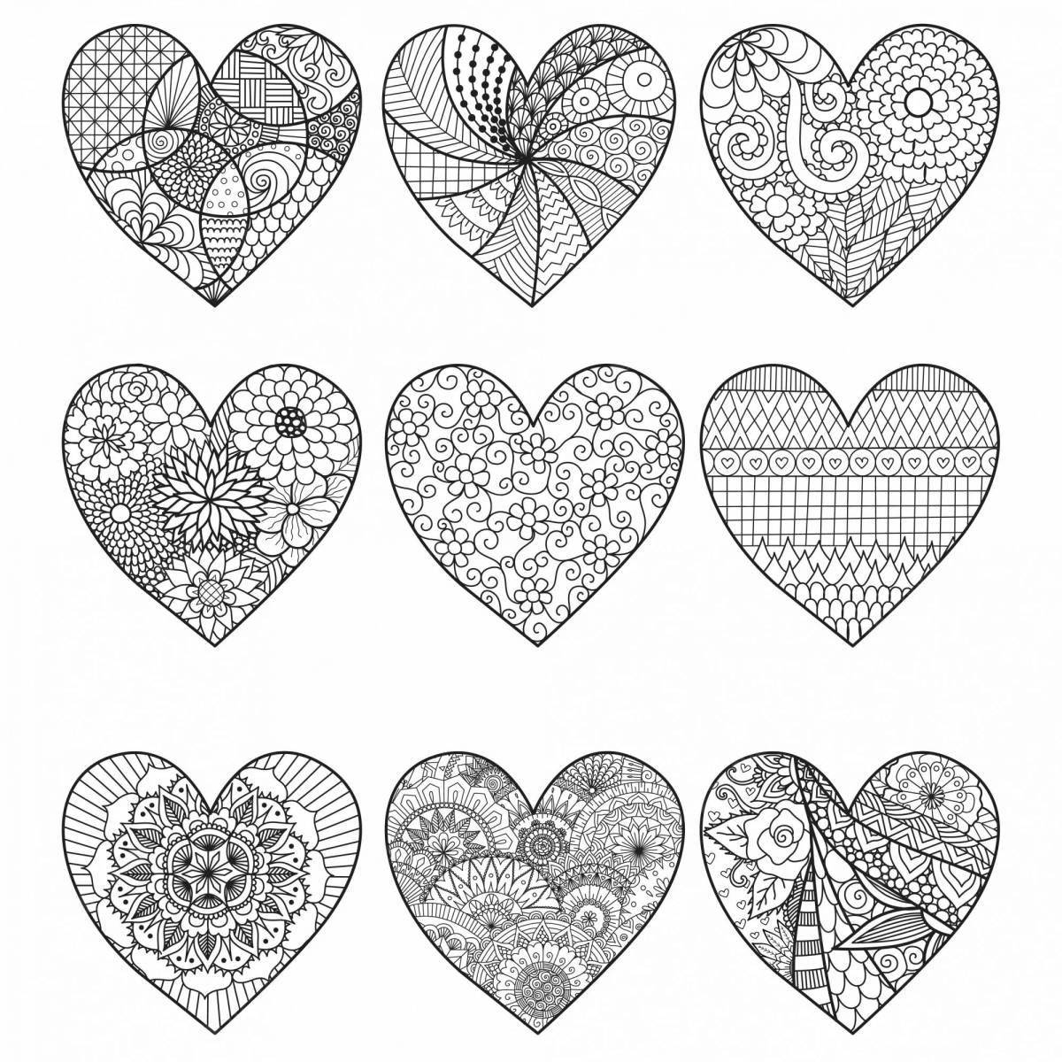 Delightful intricate heart coloring page