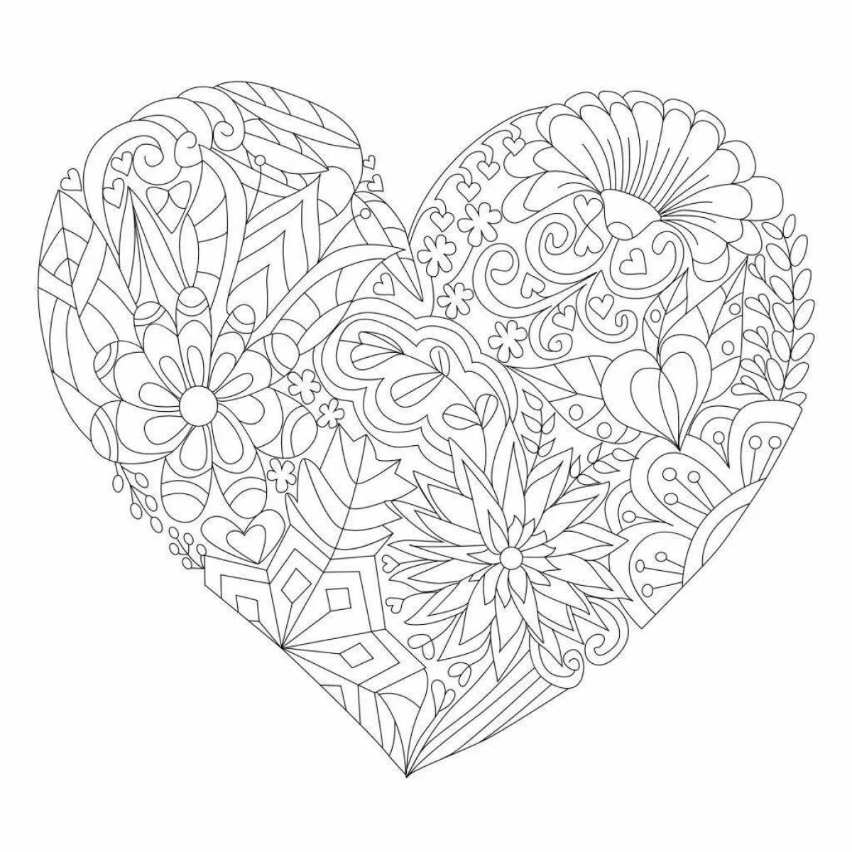 Glossy intricate heart coloring