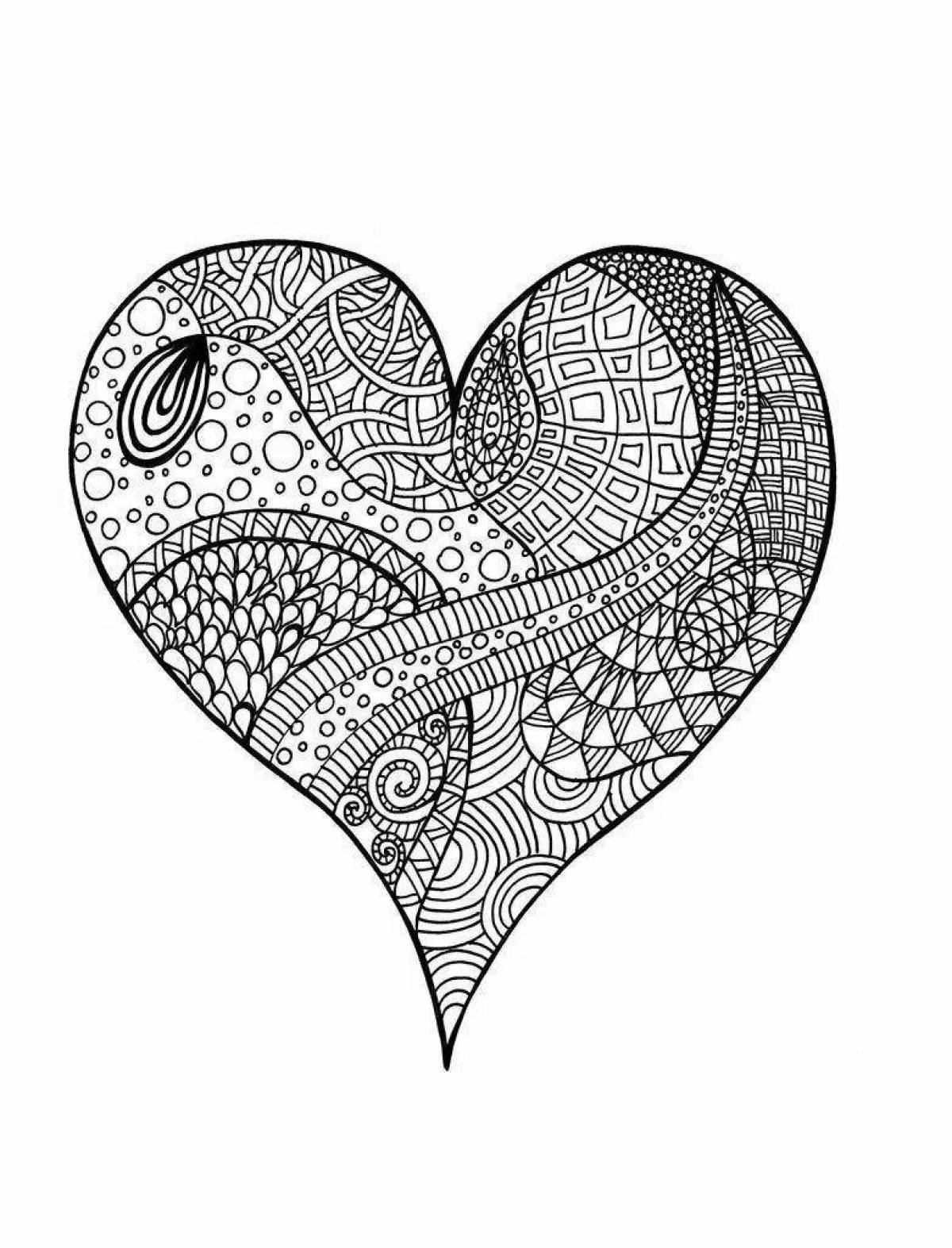 Awesome intricate heart coloring page