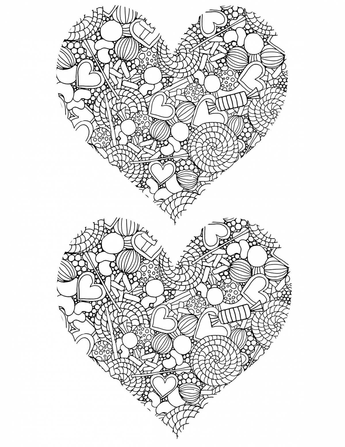 Cute intricate heart coloring page
