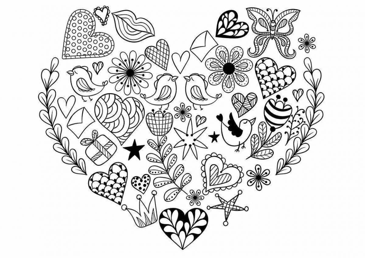 Stylish intricate heart coloring