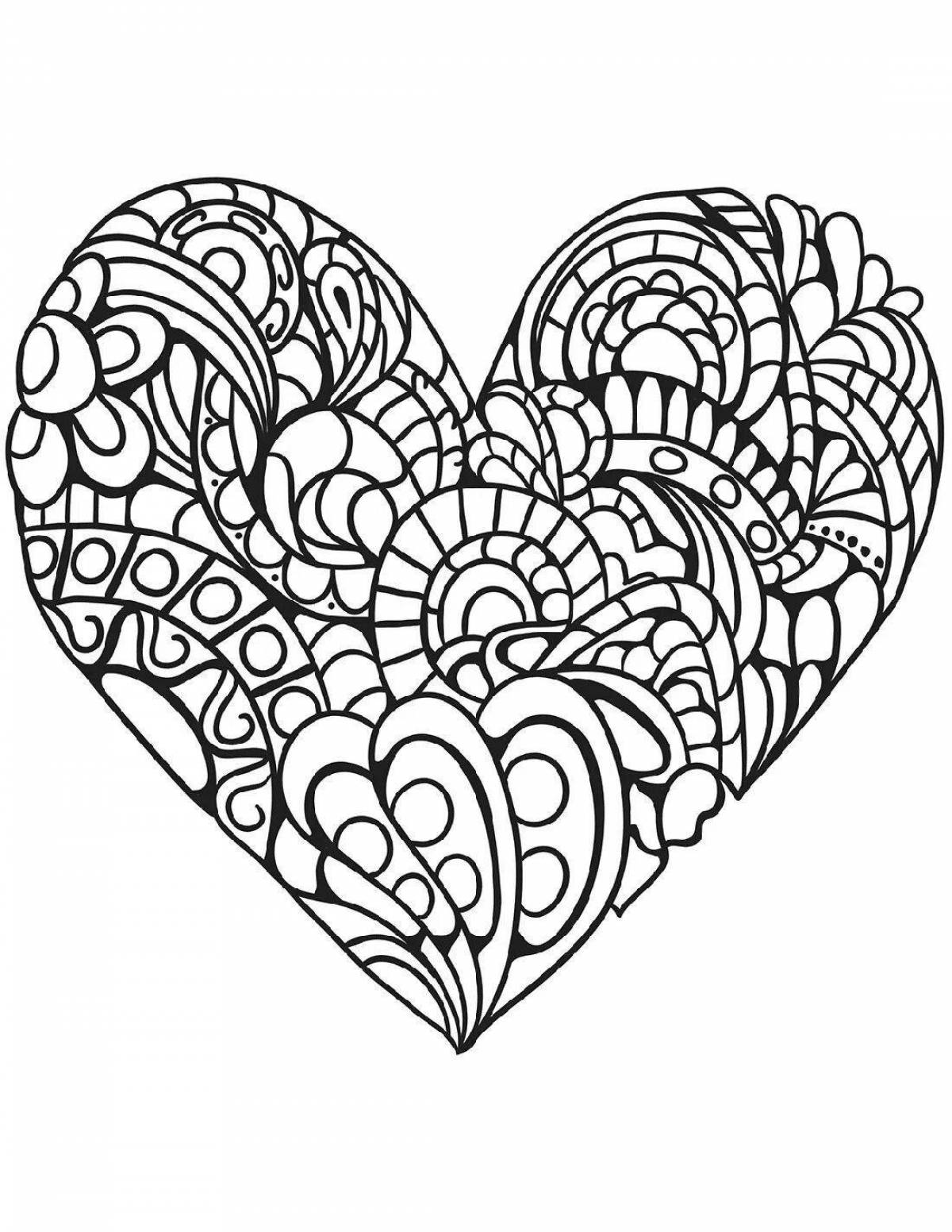 Serene intricate heart coloring page