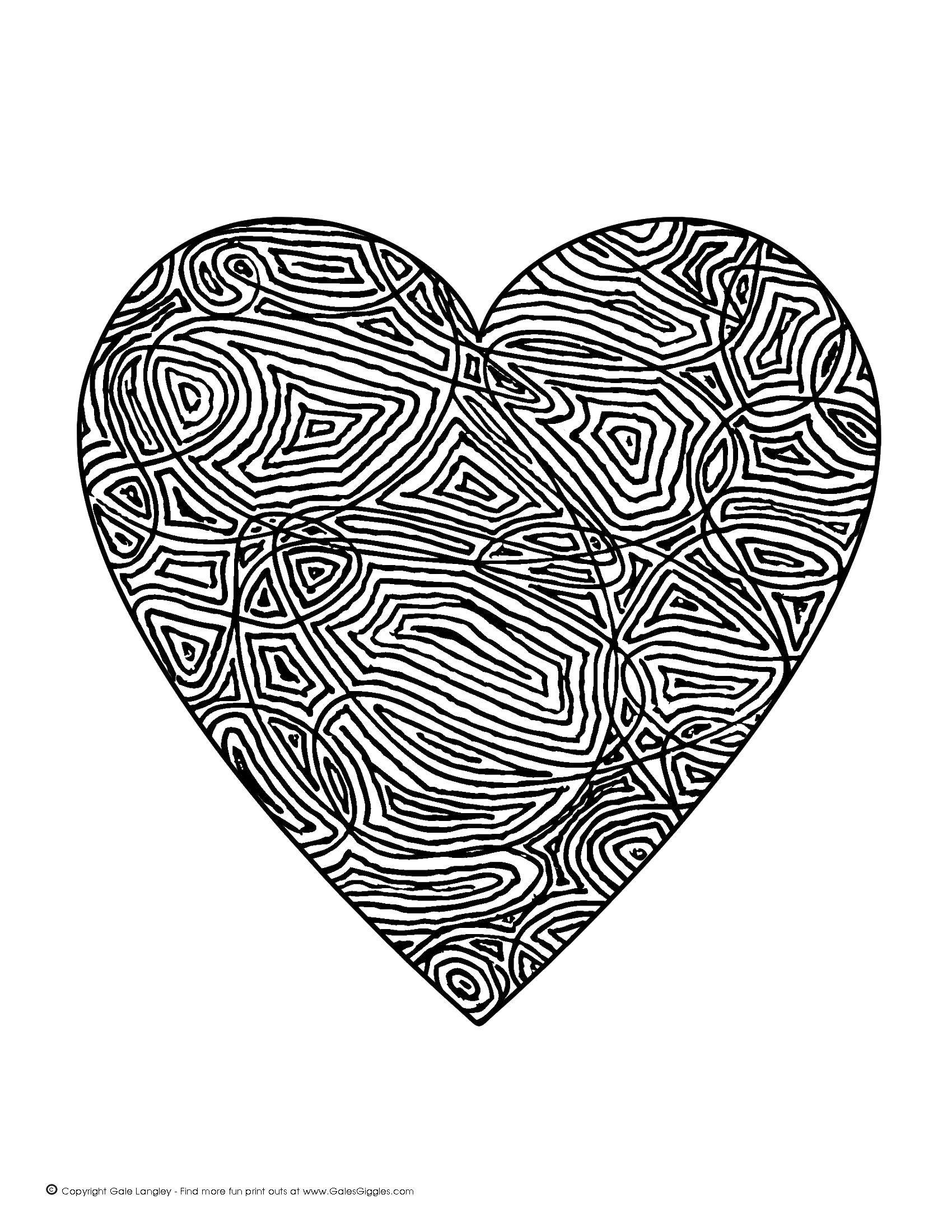Harmonious complex heart coloring page