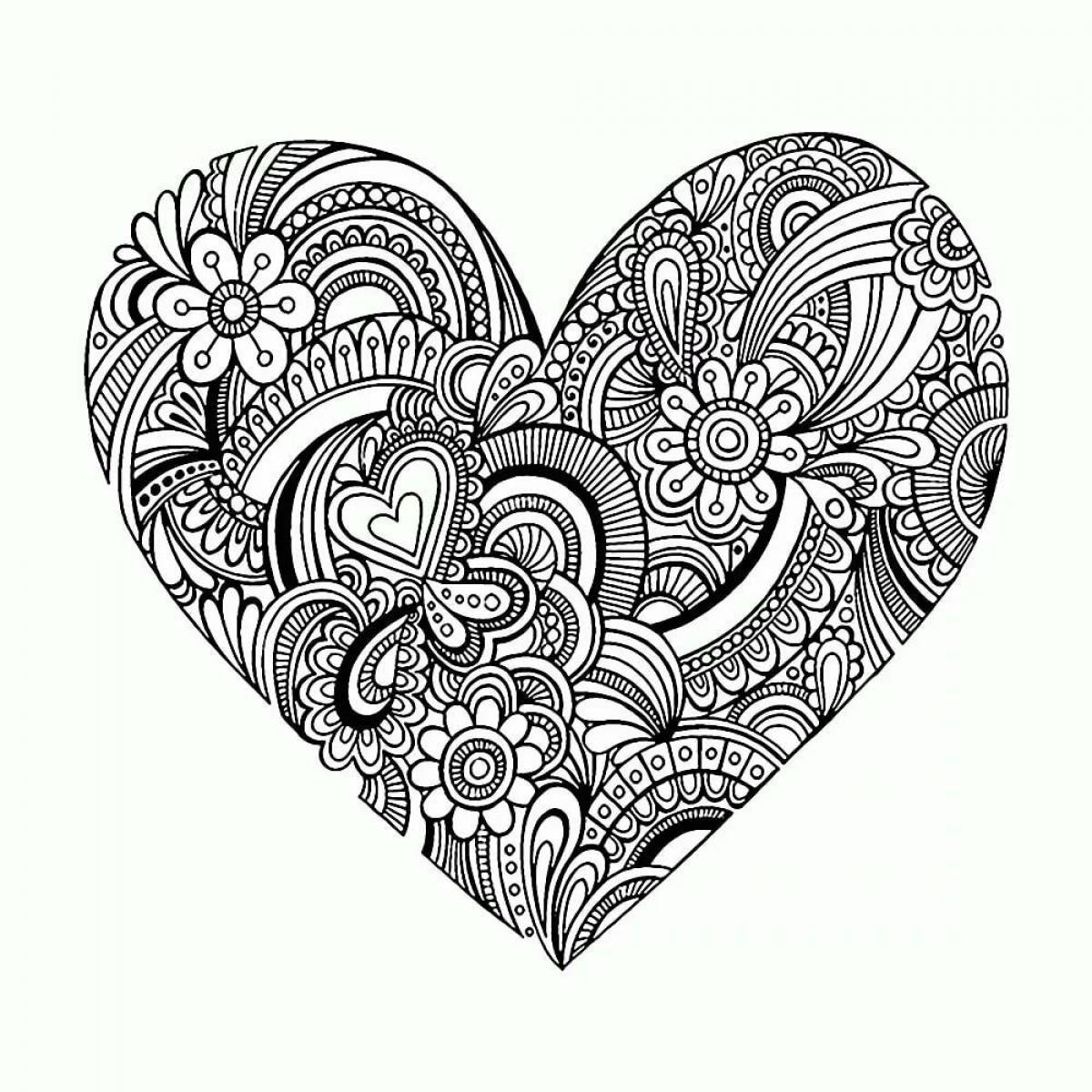 Fun intricate heart coloring