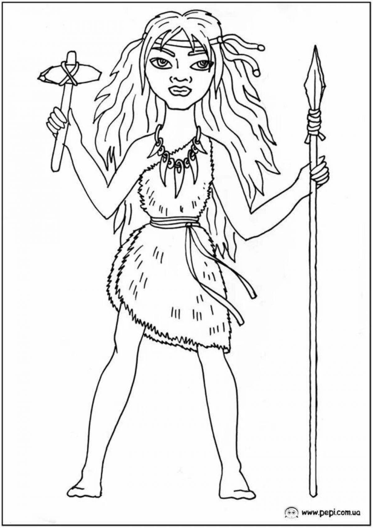 Vibrant stone age coloring page