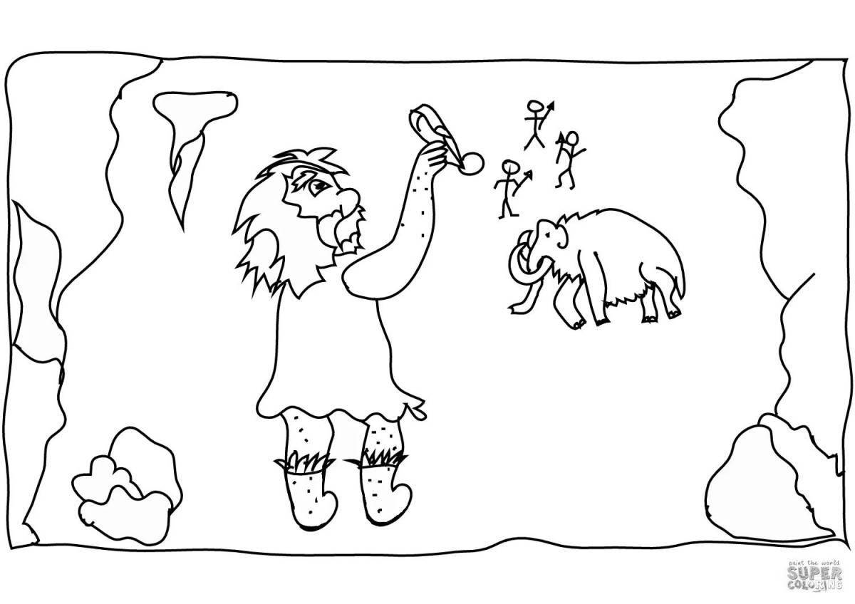 Charming stone age coloring book