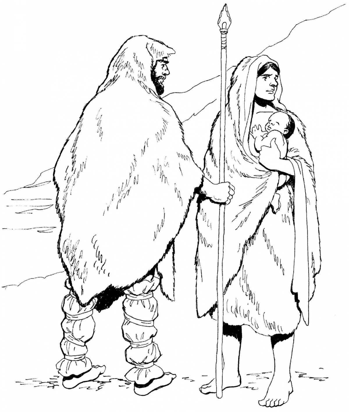 Delightful stone age coloring page