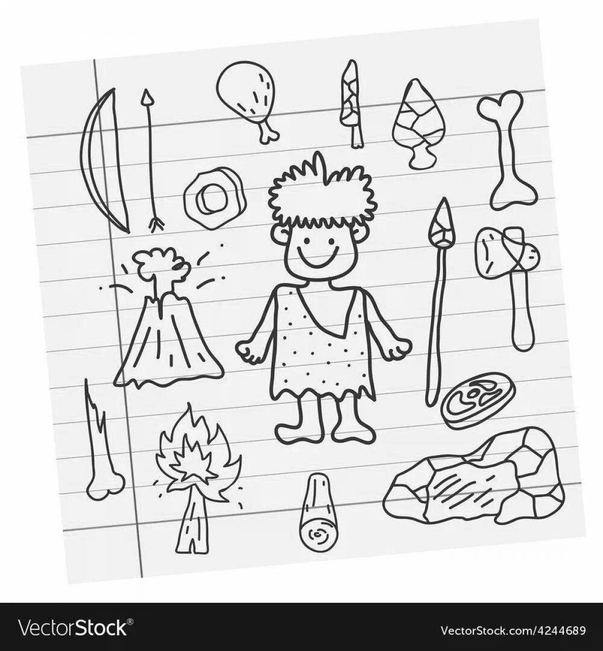 Joyful stone age coloring book