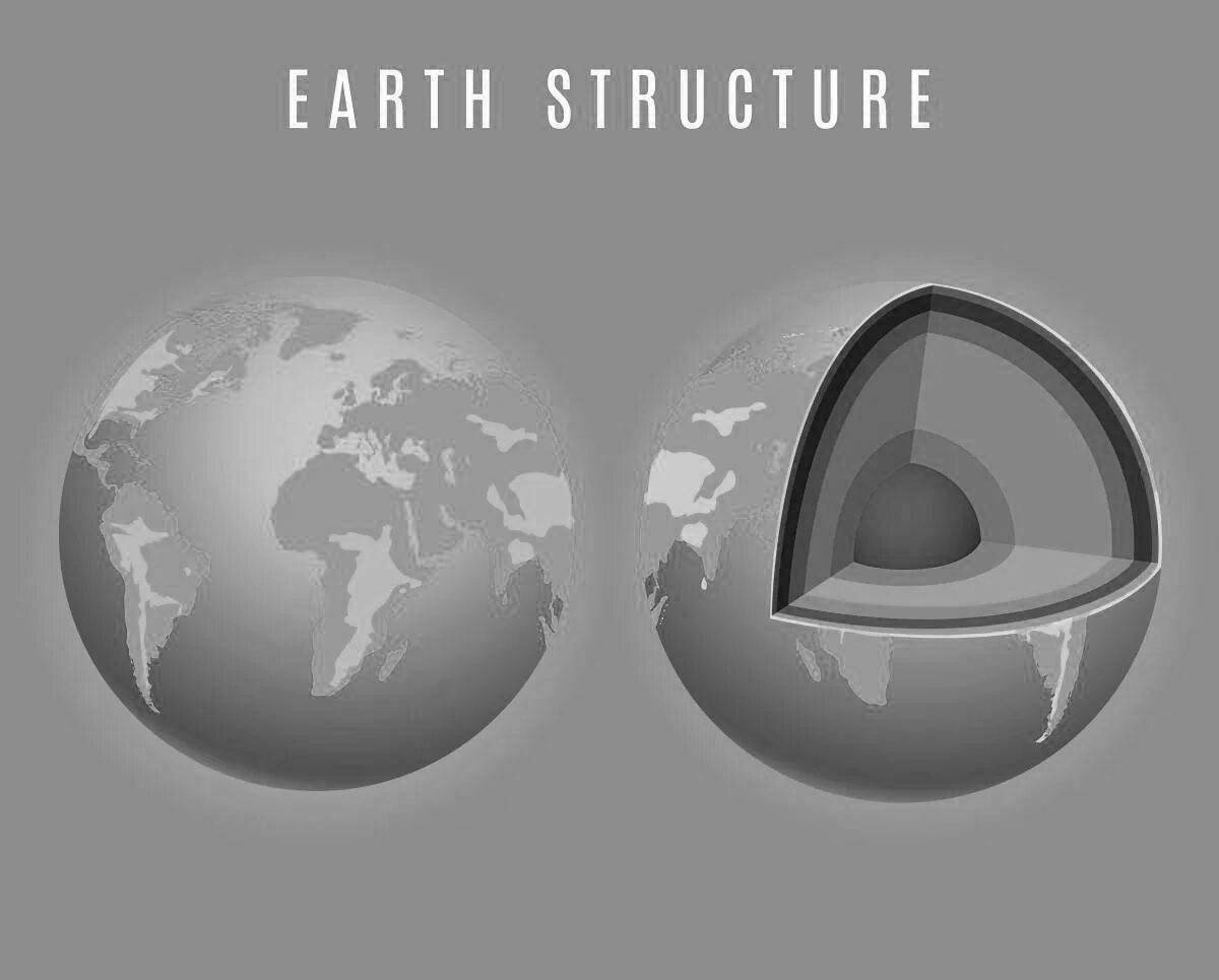 Уникальная страница раскраски структуры земли