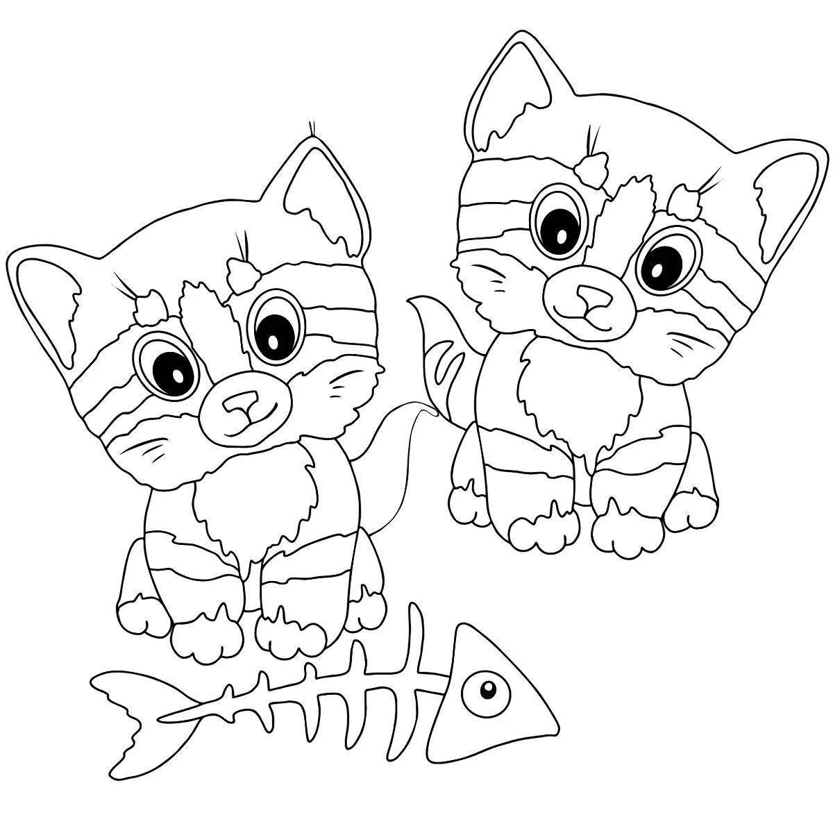 Coloring book of a mischievous tabby kitten