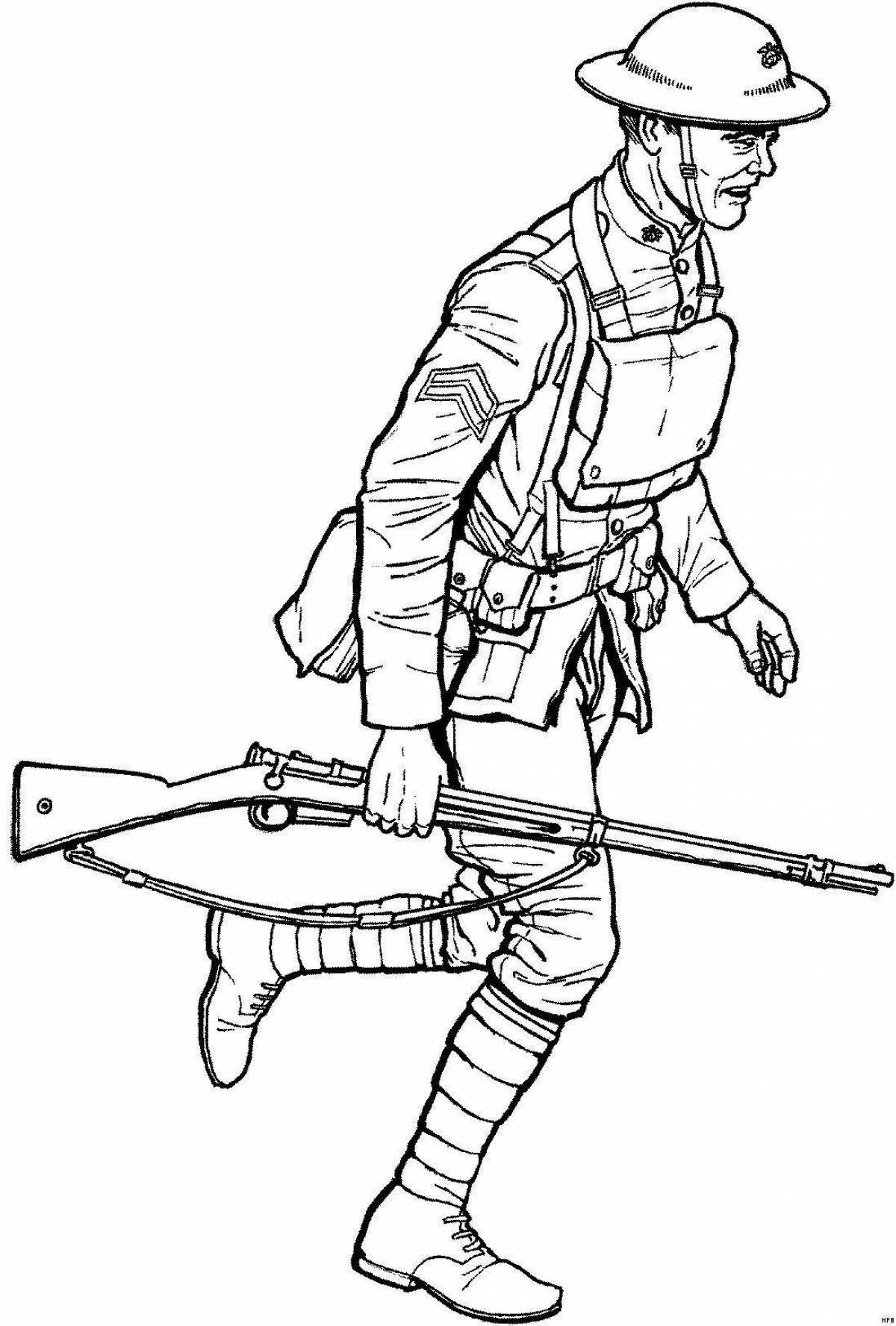 Coloring great soldier of the ussr