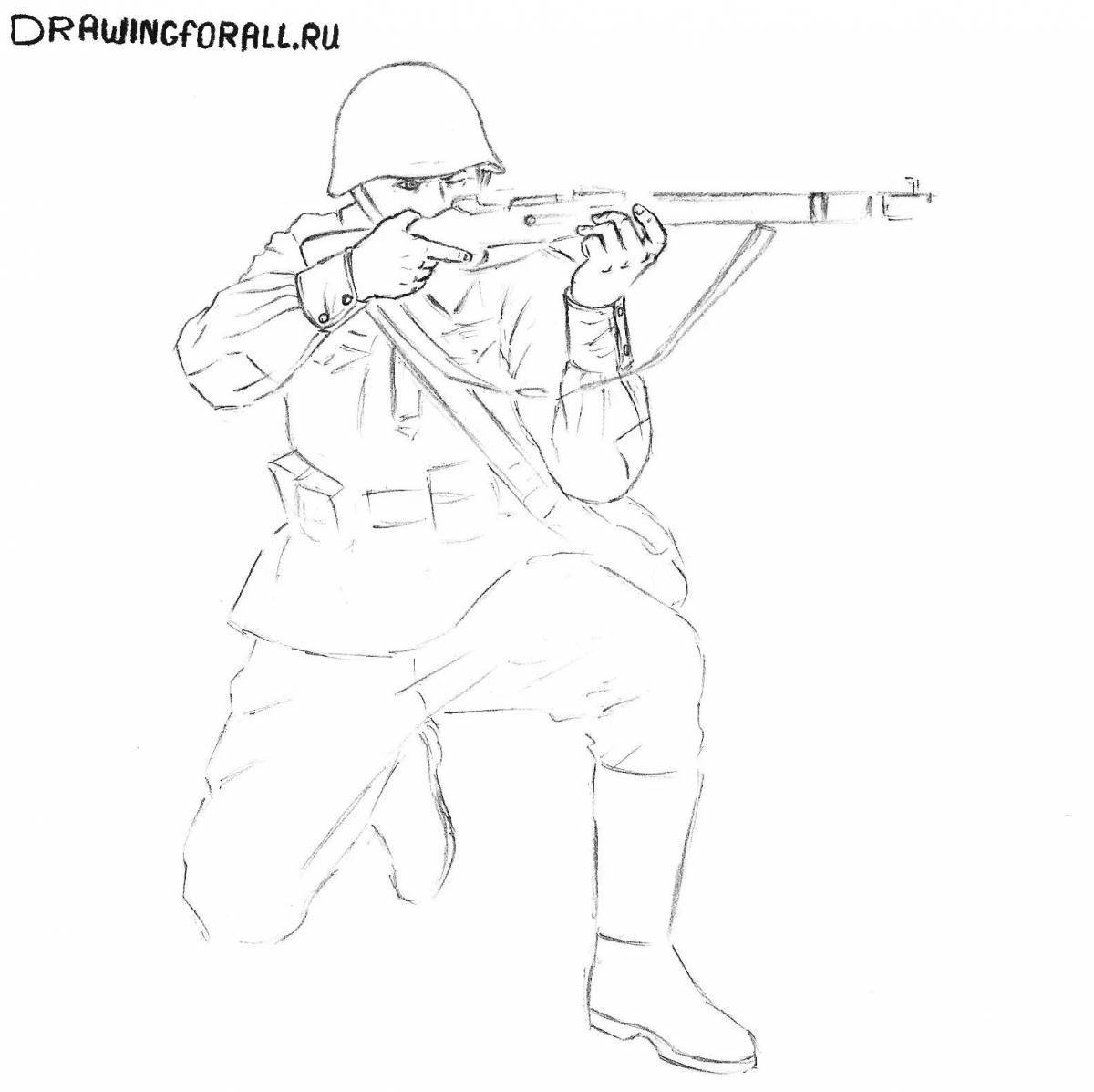 Impressive ussr soldier coloring page