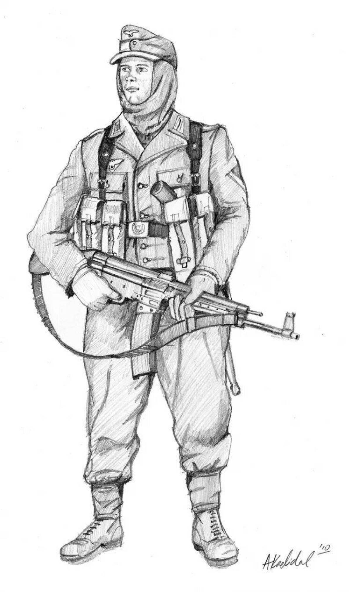 Coloring page magnificent ussr soldier