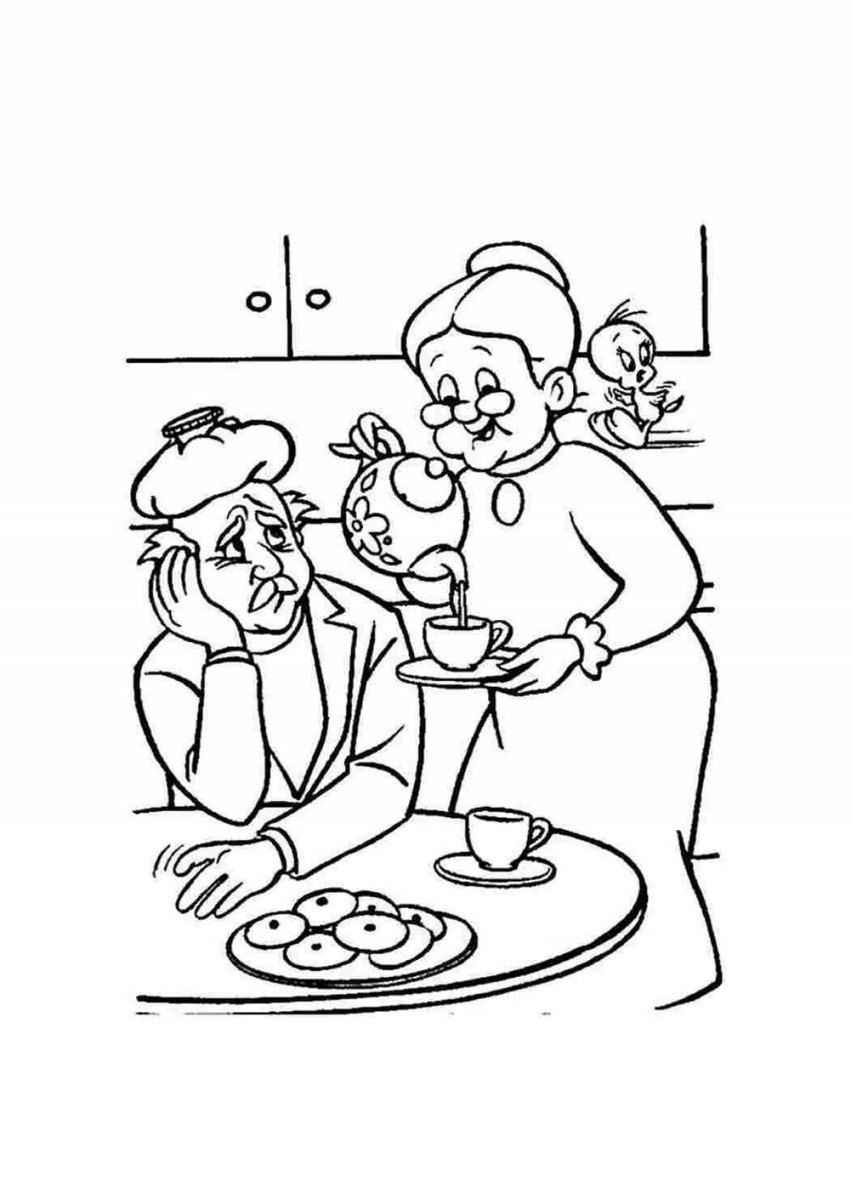 Раскраска Буйная бабушка раскраска