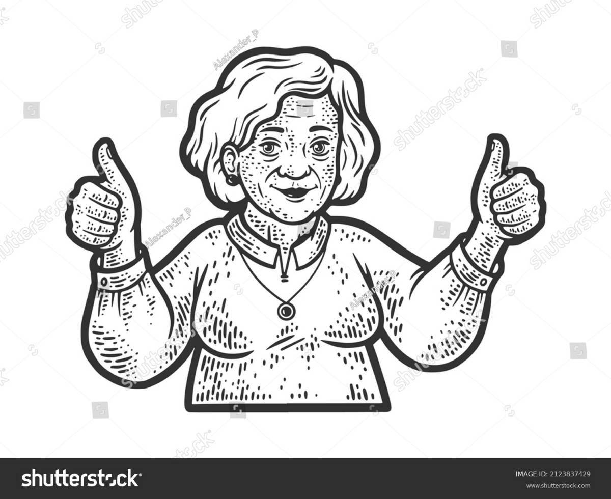 Раскраска Вдохновляющая цветная раскраска бабушки