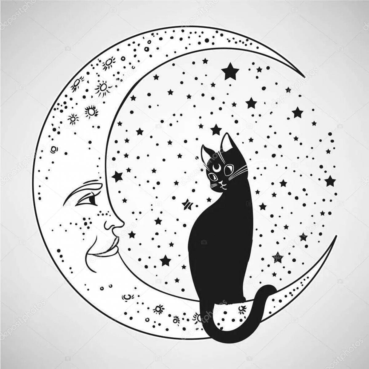 Силуэт кошки на Луне