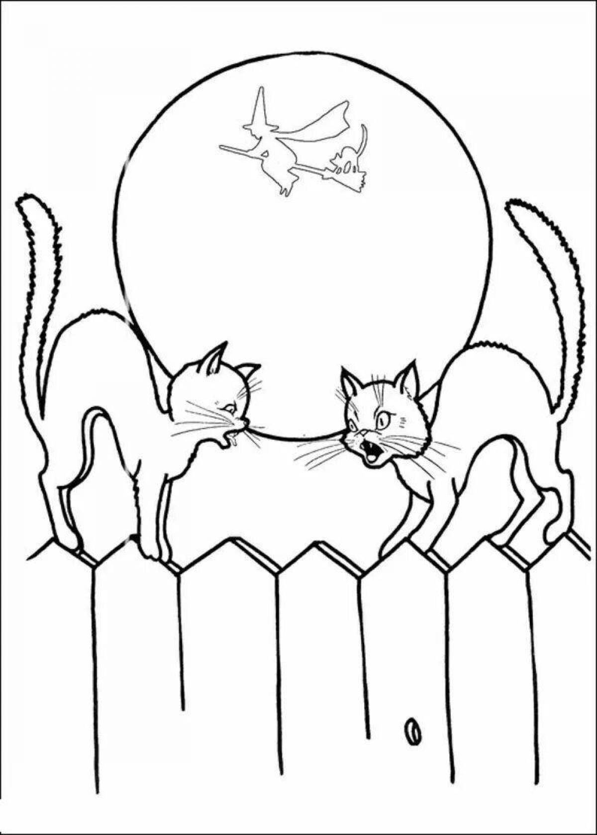 Glorious moon cat coloring book