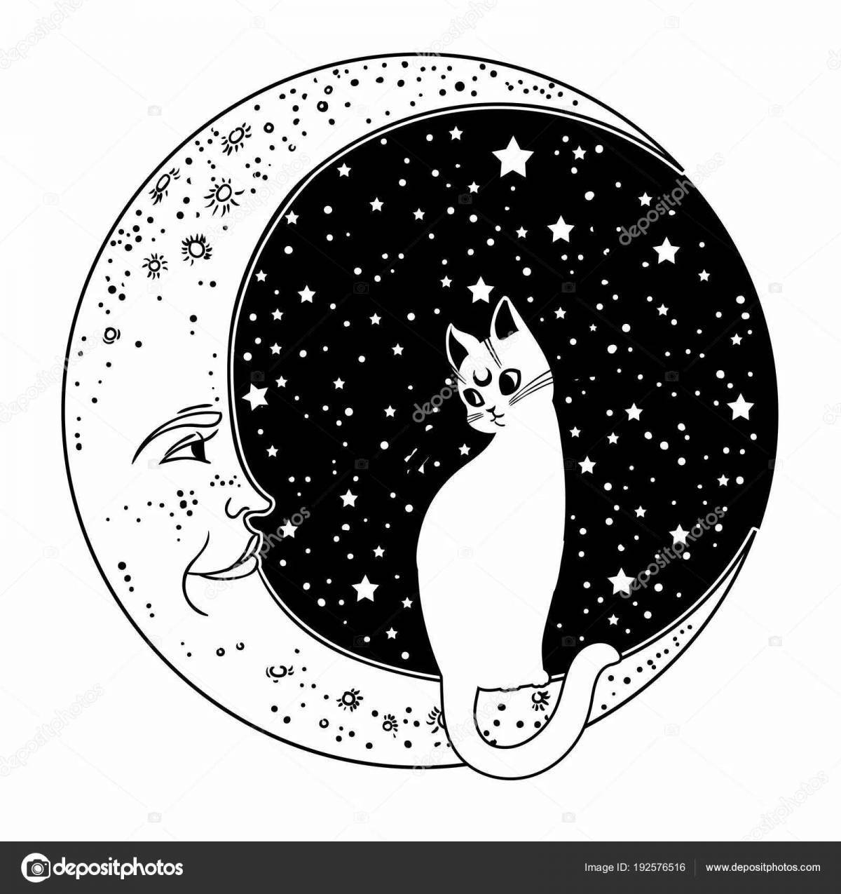 Королевская раскраска лунная кошка