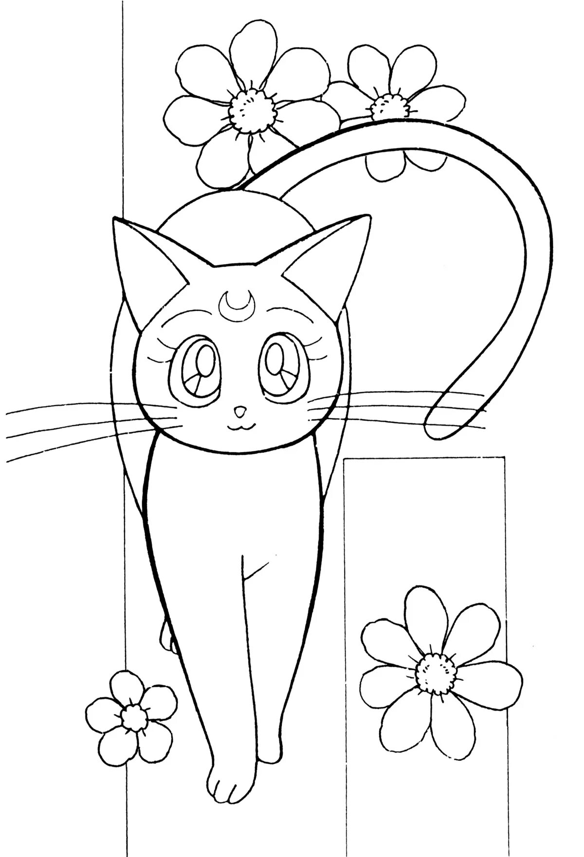 Exalted moon cat coloring page