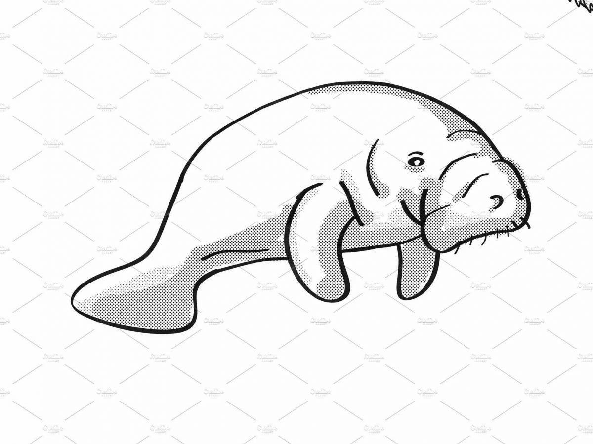 Bright sea cow coloring page