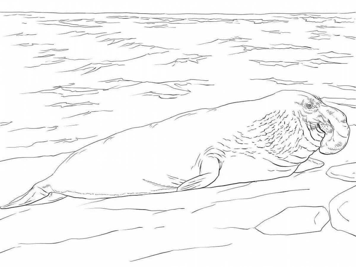 Blooming sea cow coloring page