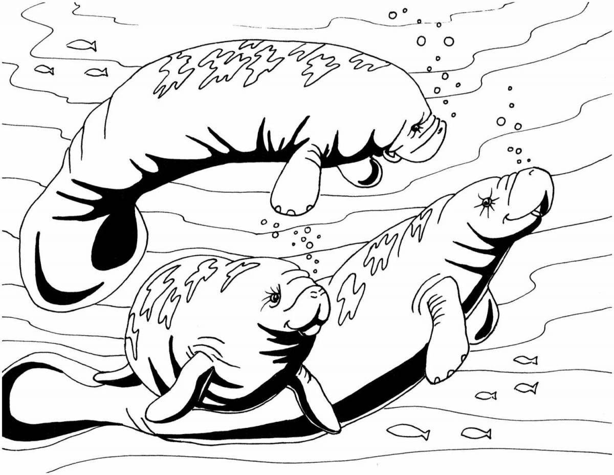 Luxury sea cow coloring page