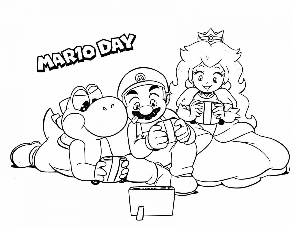 Colorful mario odyssey coloring page