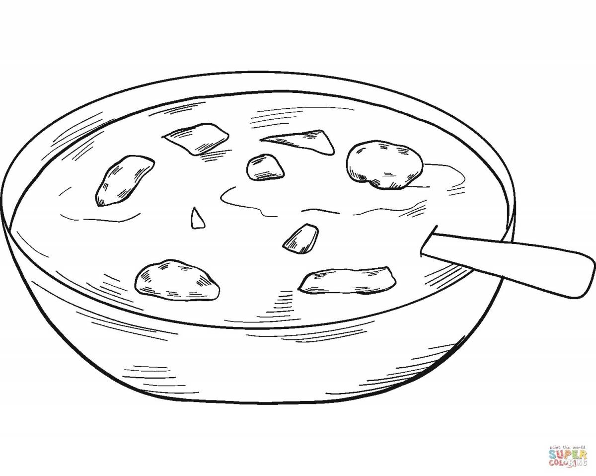 Тарелка с супом раскраска