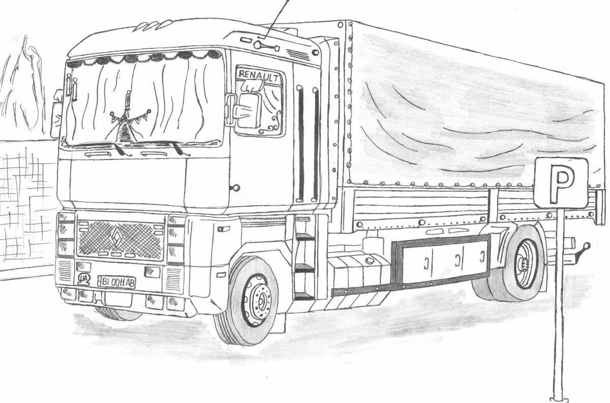 Colored playful truckers 2 coloring book