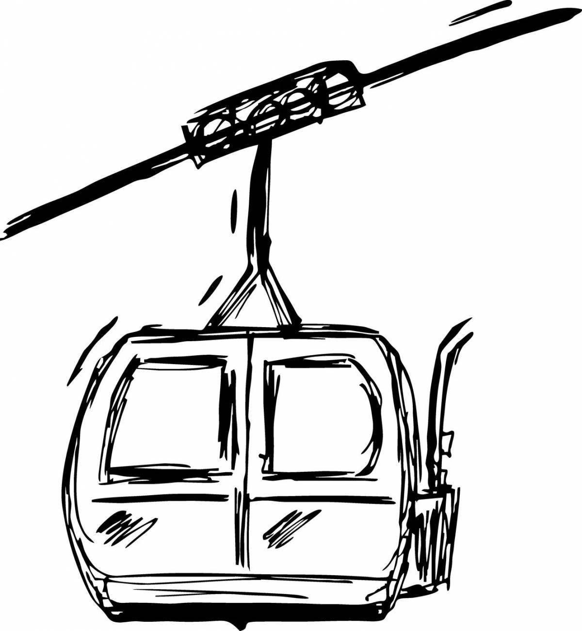 Colorful cable car coloring page