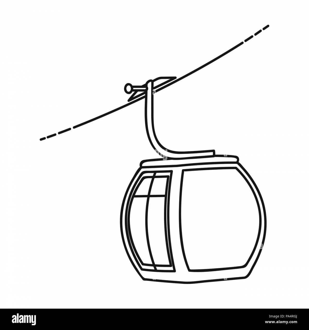 Coloring book joyful cable car