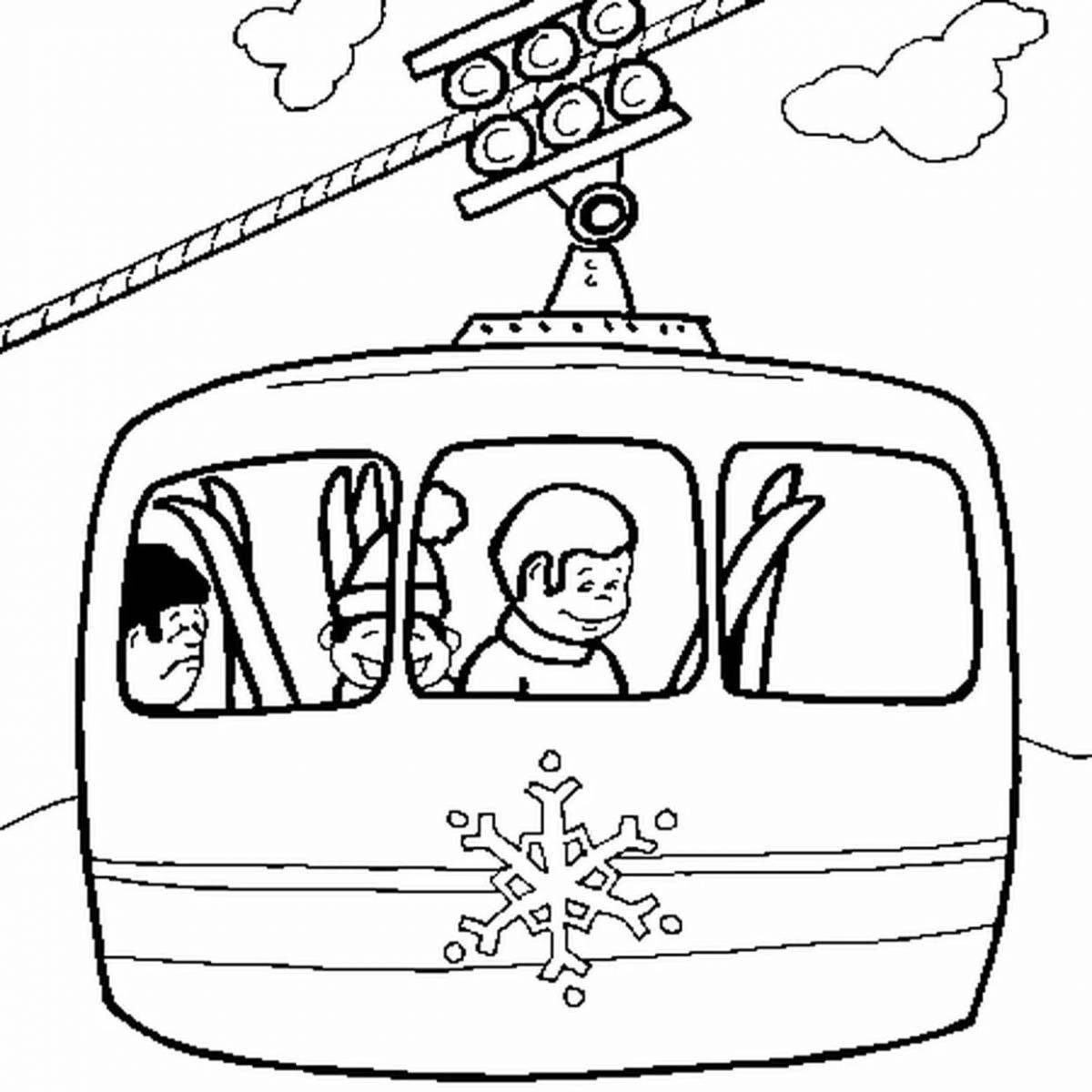 Coloring book dazzling cable car