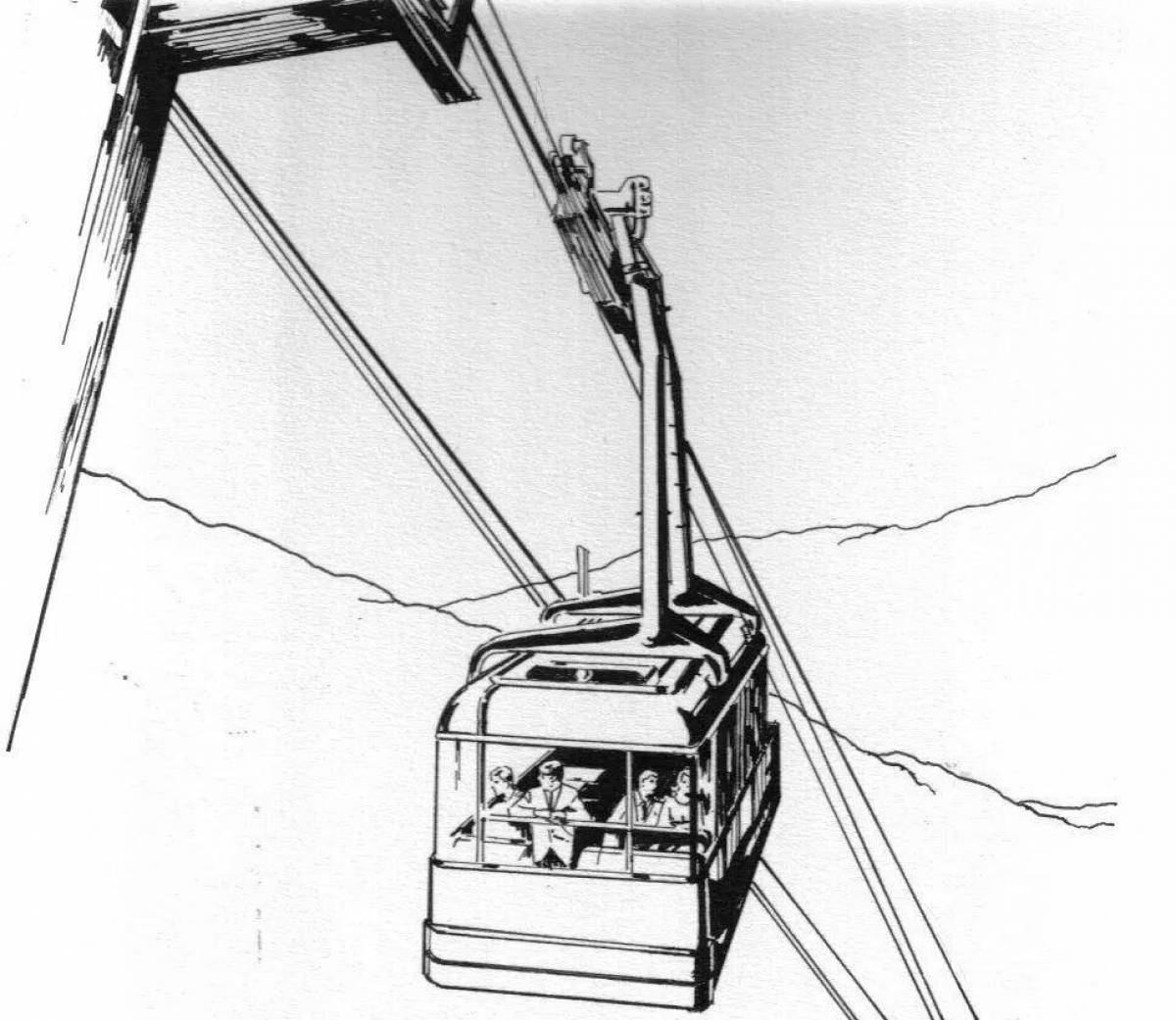 Coloring book amazing cable car
