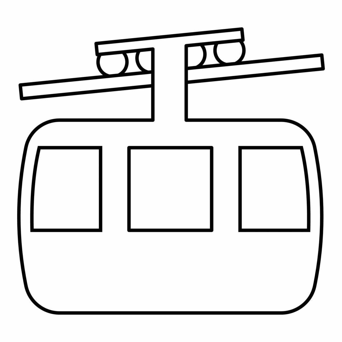 Charming cable car coloring page