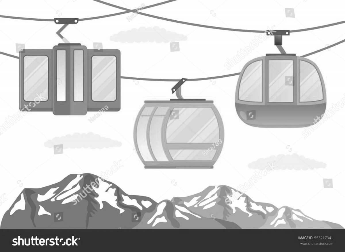 Animated cable car coloring page