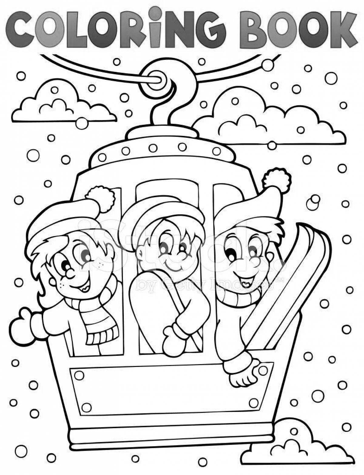 Coloring book cozy cable car