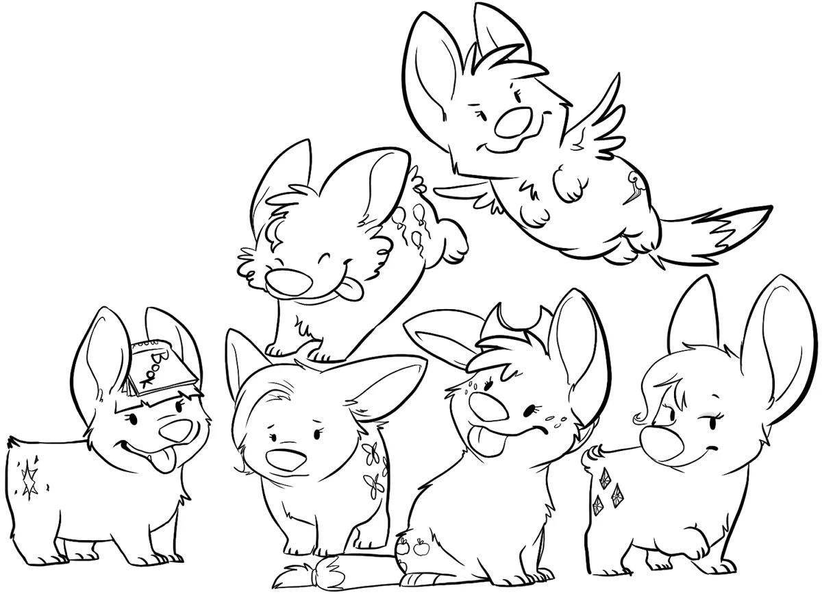 Cute corgi coloring page