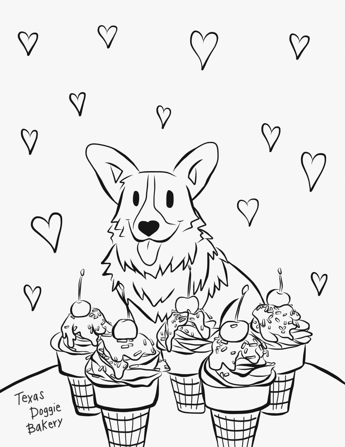 Naughty cute corgi coloring pages