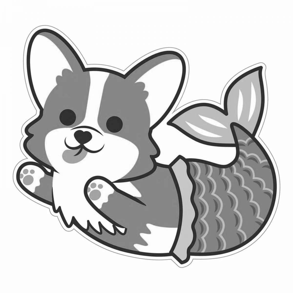 Coloring book bubble corgi cuties