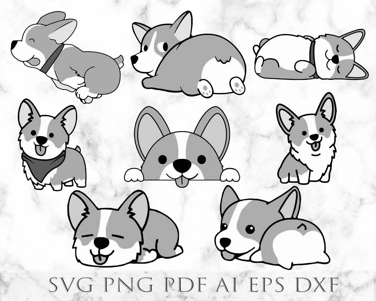 Wiggly corgi cuties coloring page