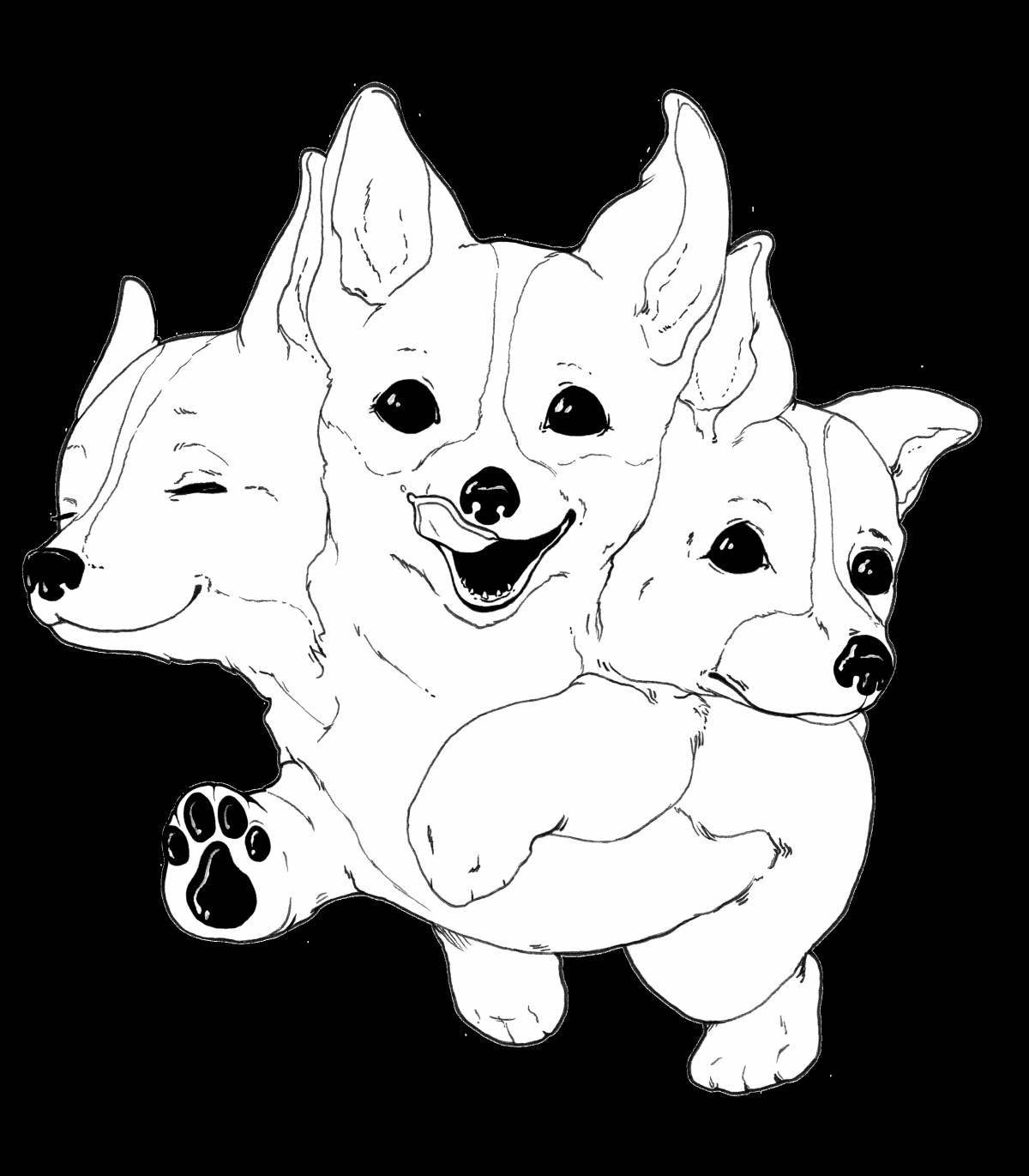 Coloring happy corgi cuties