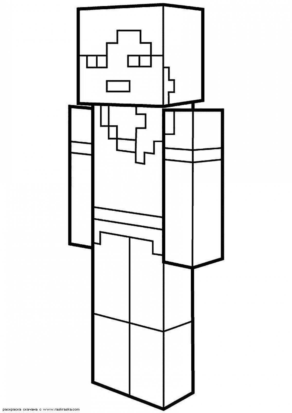 Minecraft turtle fun coloring page