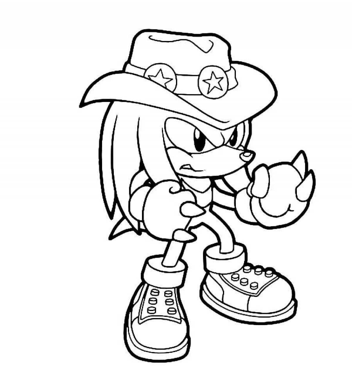 Coloring book playful echidna knuckles