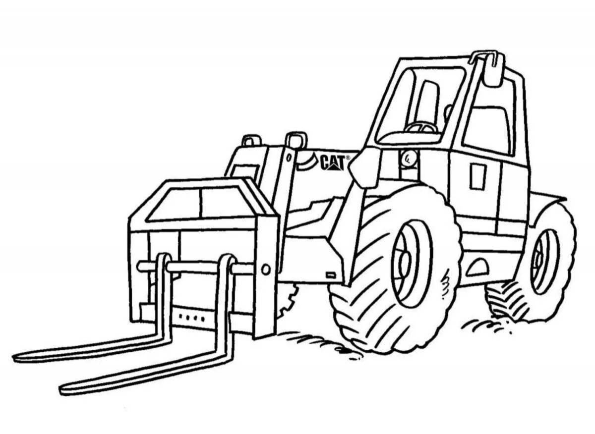 Photo Colorful racing tractor coloring page